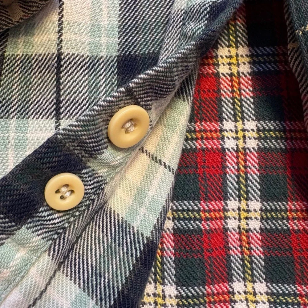 J.Crew VINTAGE 90s Mens Cut & Sew Patchwork Flannel Shirt Button Down Cotton Med